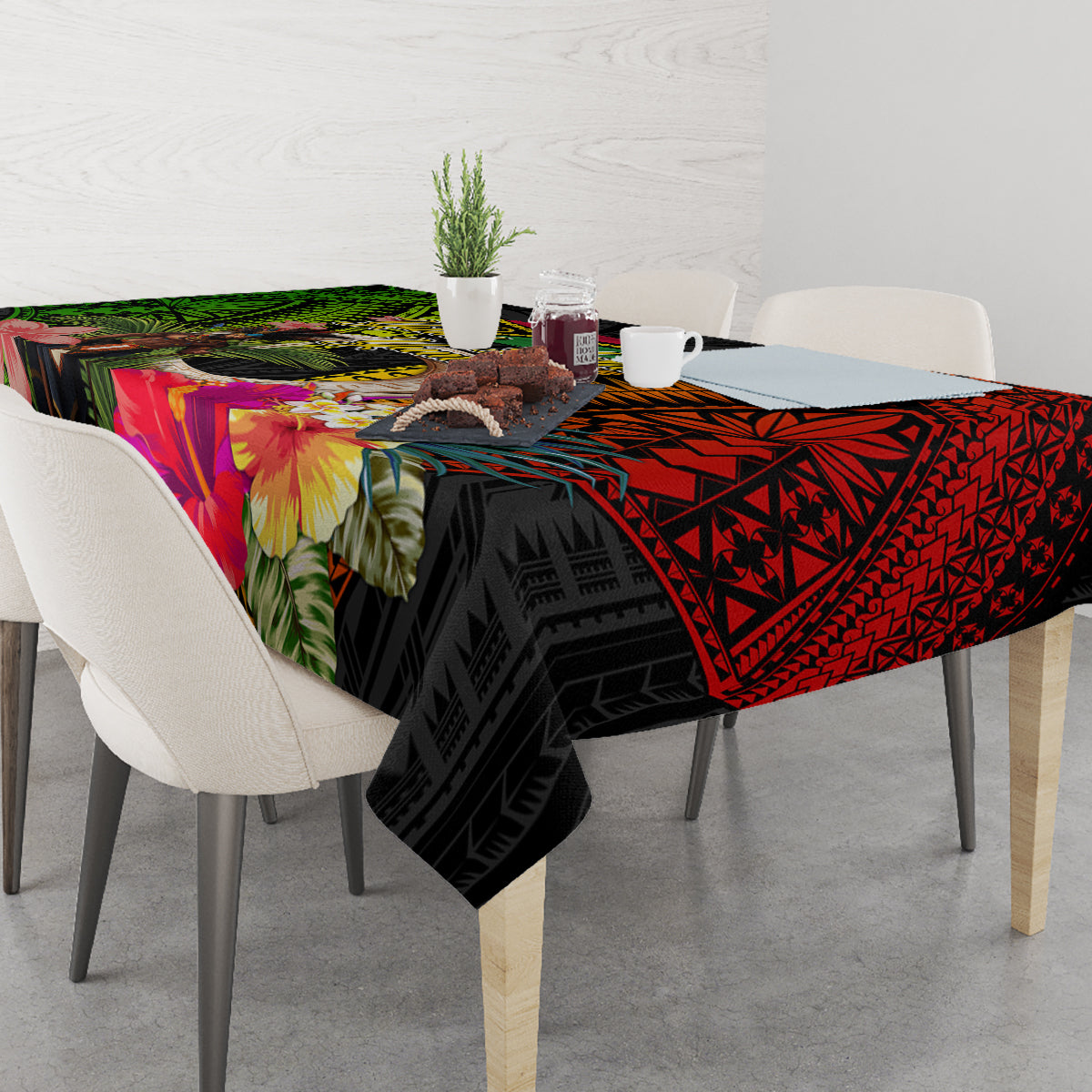 Vanuatu Independence Day Tablecloth Boars Tusk and Melanesian Warrior Indipendens Dei LT03 - Polynesian Pride
