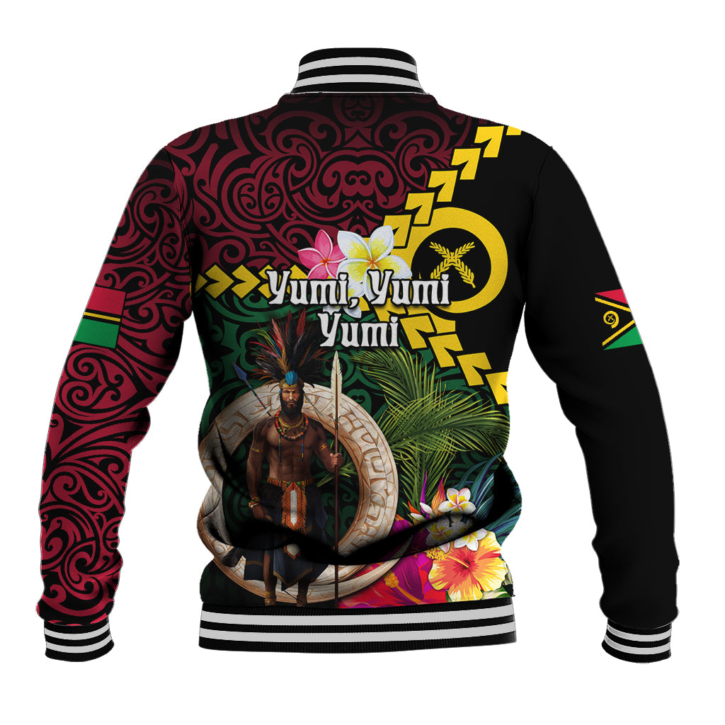 Vanuatu Indipendens Dei Baseball Jacket Boars Tusk and Melanesian Warrior Hibiscus LT03 - Polynesian Pride