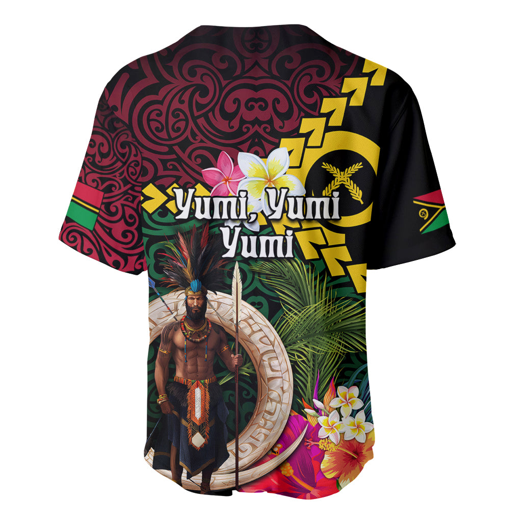 Vanuatu Indipendens Dei Baseball Jersey Boars Tusk and Melanesian Warrior Hibiscus LT03 - Polynesian Pride
