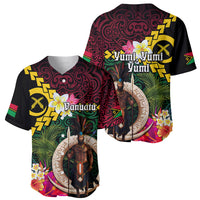 Vanuatu Indipendens Dei Baseball Jersey Boars Tusk and Melanesian Warrior Hibiscus LT03 - Polynesian Pride