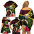 Vanuatu Indipendens Dei Family Matching Off Shoulder Short Dress and Hawaiian Shirt Boars Tusk and Melanesian Warrior Hibiscus