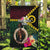 Vanuatu Indipendens Dei Garden Flag Boars Tusk and Melanesian Warrior Hibiscus
