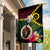 Vanuatu Indipendens Dei Garden Flag Boars Tusk and Melanesian Warrior Hibiscus