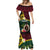 Vanuatu Indipendens Dei Mermaid Dress Boars Tusk and Melanesian Warrior Hibiscus