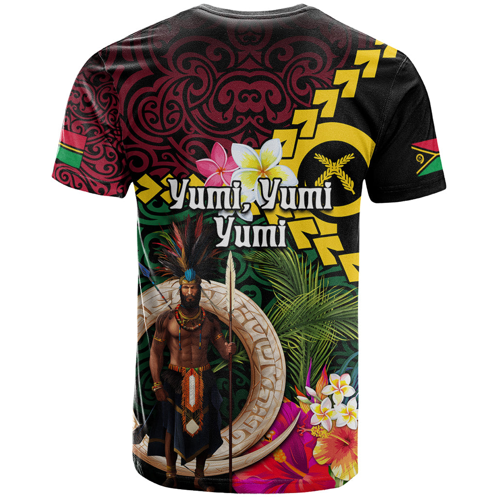Vanuatu Indipendens Dei T Shirt Boars Tusk and Melanesian Warrior Hibiscus LT03 - Polynesian Pride
