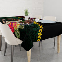 Vanuatu Indipendens Dei Tablecloth Boars Tusk and Melanesian Warrior Hibiscus LT03 - Polynesian Pride