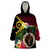 Vanuatu Indipendens Dei Wearable Blanket Hoodie Boars Tusk and Melanesian Warrior Hibiscus