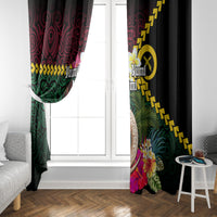 Vanuatu Indipendens Dei Window Curtain Boars Tusk and Melanesian Warrior Hibiscus LT03 - Polynesian Pride