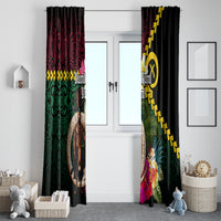 Vanuatu Indipendens Dei Window Curtain Boars Tusk and Melanesian Warrior Hibiscus LT03 - Polynesian Pride