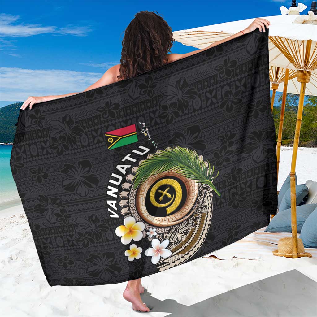 Vanuatu Independence Day Sarong Melanesian Tribal Pig Tusk with Tropical Plants LT03 One Size 44 x 66 inches Black - Polynesian Pride