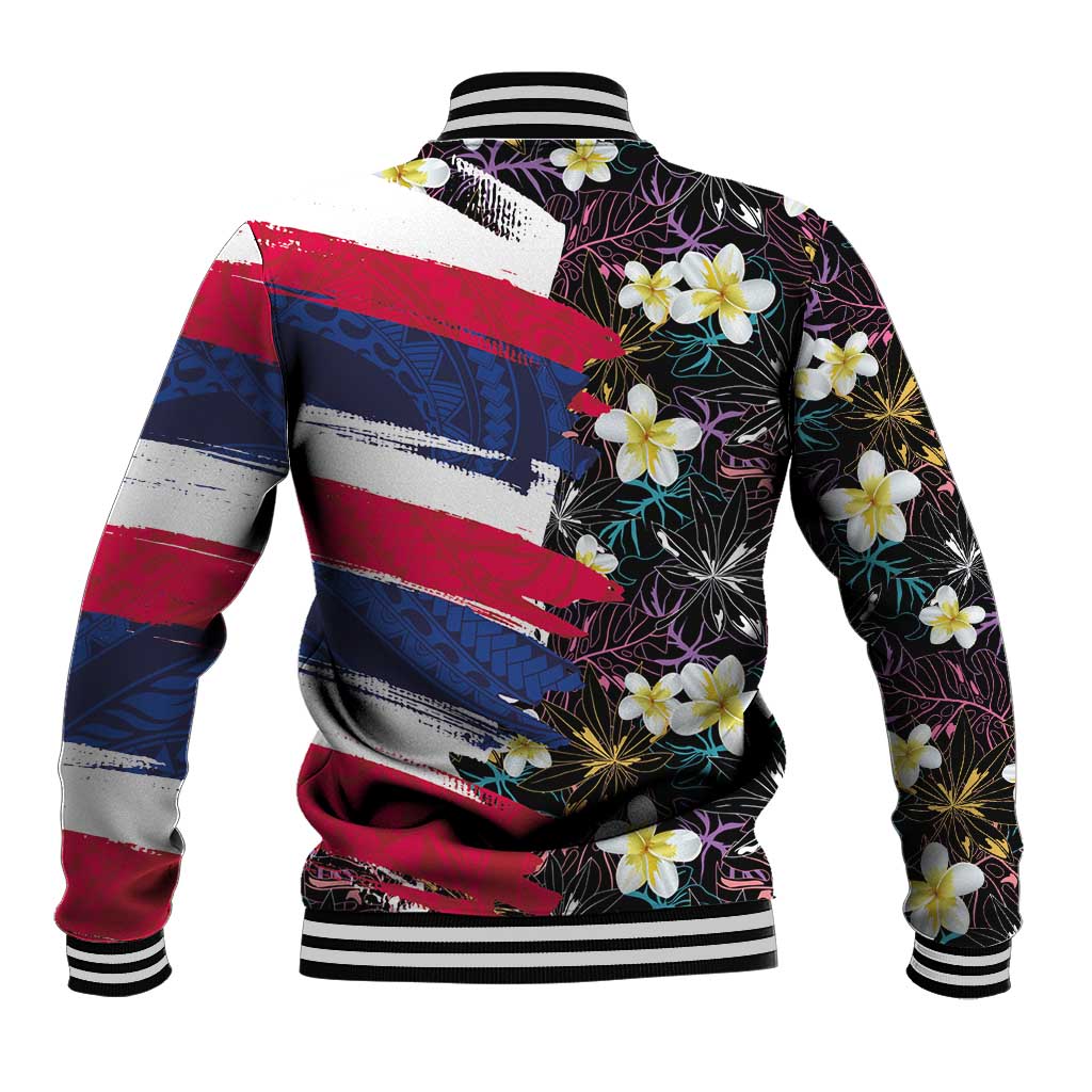 Hawaiian Flag Day Baseball Jacket Tropical Flowers and Leaves LT03 - Polynesian Pride