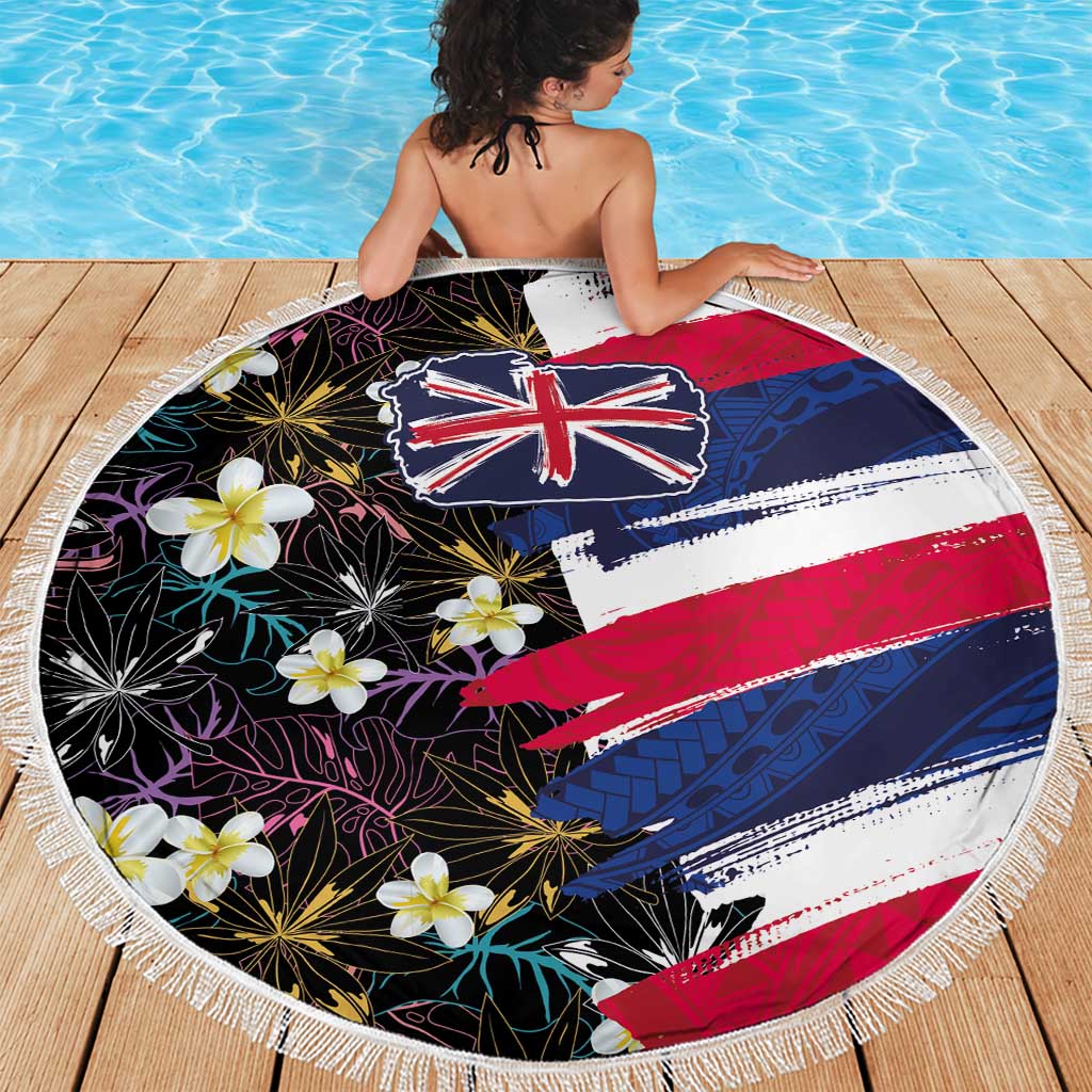 Hawaiian Flag Day Beach Blanket Tropical Flowers and Leaves LT03 - Polynesian Pride