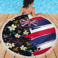 Hawaiian Flag Day Beach Blanket Tropical Flowers and Leaves LT03 - Polynesian Pride