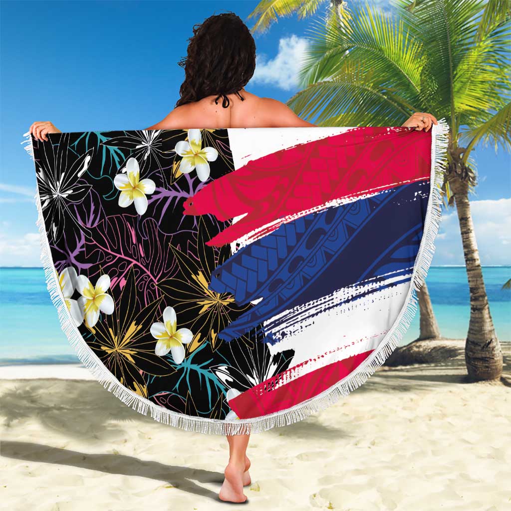 Hawaiian Flag Day Beach Blanket Tropical Flowers and Leaves LT03 - Polynesian Pride