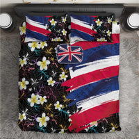 Hawaiian Flag Day Bedding Set Tropical Flowers and Leaves LT03 Black - Polynesian Pride