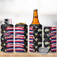 Hawaiian Flag Day 4 in 1 Can Cooler Tumbler Tropical Flowers and Leaves LT03 - Polynesian Pride