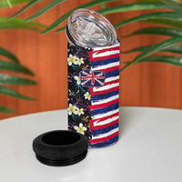 Hawaiian Flag Day 4 in 1 Can Cooler Tumbler Tropical Flowers and Leaves LT03 - Polynesian Pride