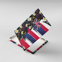 Hawaiian Flag Day Canvas Wall Art Tropical Flowers and Leaves LT03 With Frame Black - Polynesian Pride