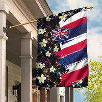 Hawaiian Flag Day Garden Flag Tropical Flowers and Leaves LT03 House Flag Black - Polynesian Pride
