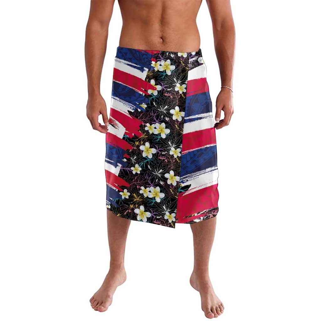 Hawaiian Flag Day Lavalava Tropical Flowers and Leaves LT03 Black - Polynesian Pride