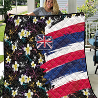 Hawaiian Flag Day Quilt Tropical Flowers and Leaves LT03 Black - Polynesian Pride