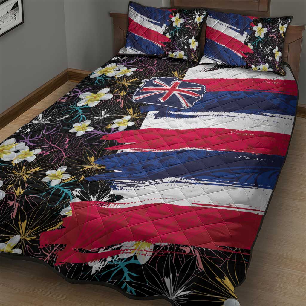 Hawaiian Flag Day Quilt Bed Set Tropical Flowers and Leaves LT03 - Polynesian Pride