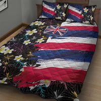 Hawaiian Flag Day Quilt Bed Set Tropical Flowers and Leaves LT03 - Polynesian Pride