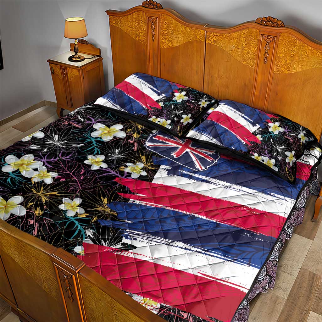 Hawaiian Flag Day Quilt Bed Set Tropical Flowers and Leaves LT03 - Polynesian Pride