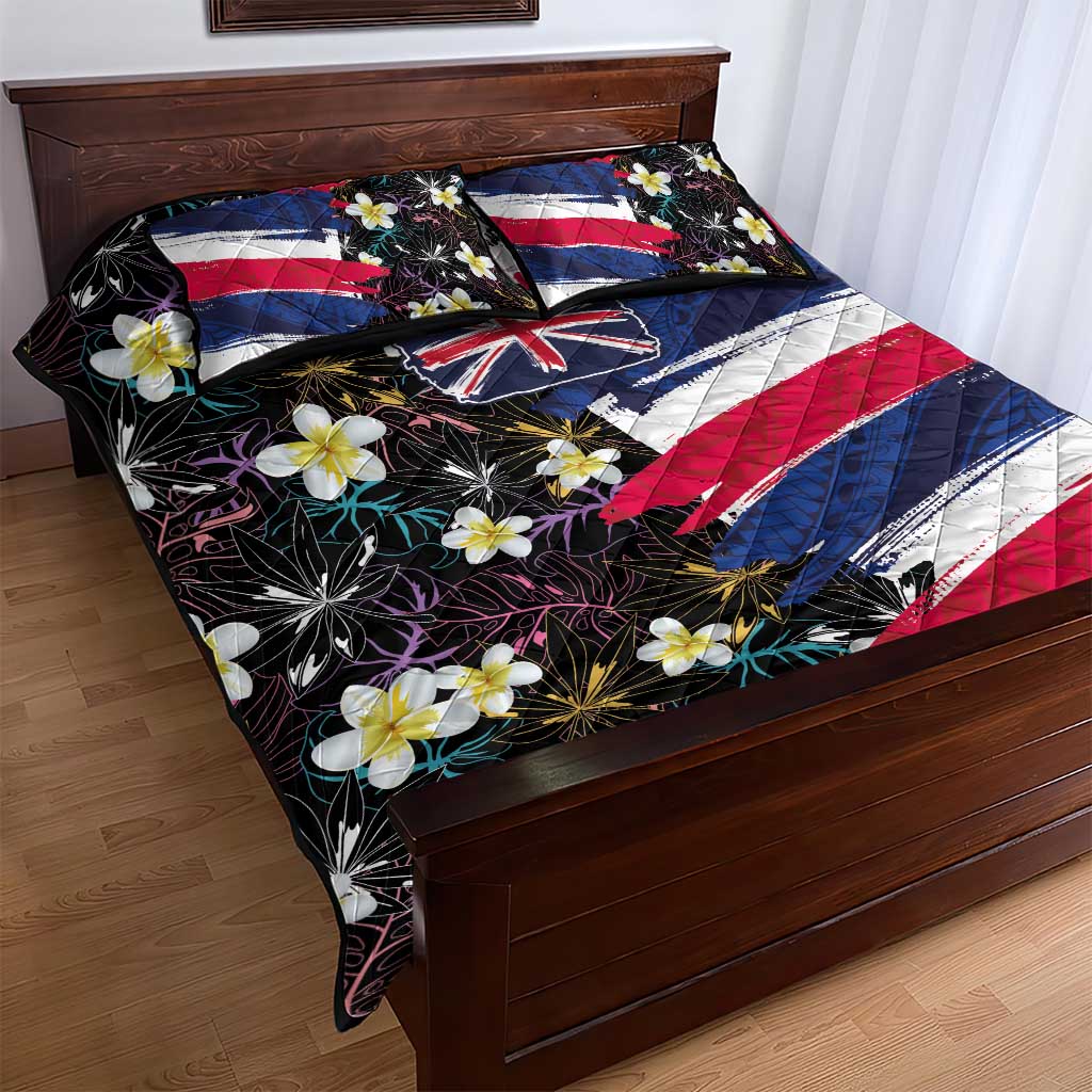 Hawaiian Flag Day Quilt Bed Set Tropical Flowers and Leaves LT03 - Polynesian Pride