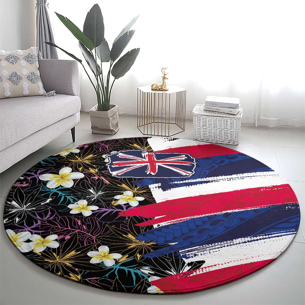 Hawaiian Flag Day Round Carpet Tropical Flowers and Leaves LT03 - Polynesian Pride