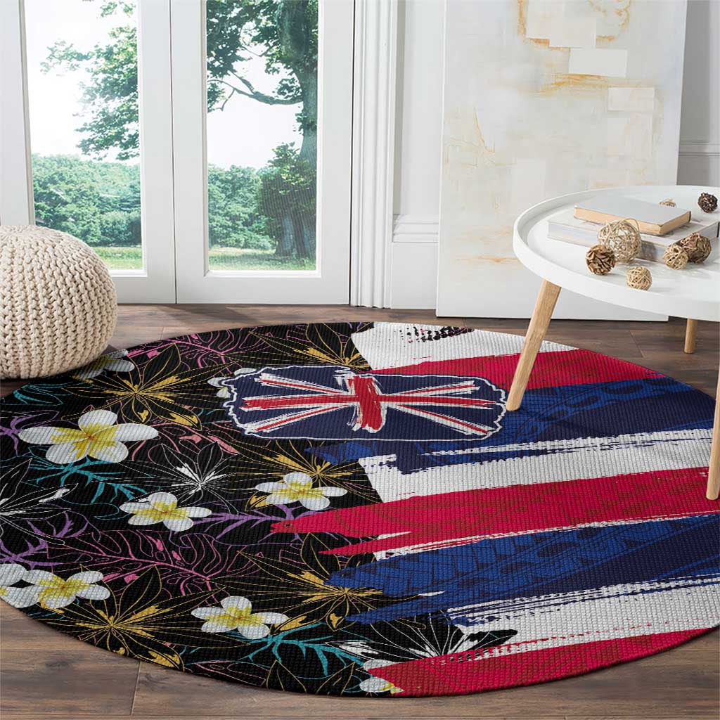 Hawaiian Flag Day Round Carpet Tropical Flowers and Leaves LT03 - Polynesian Pride