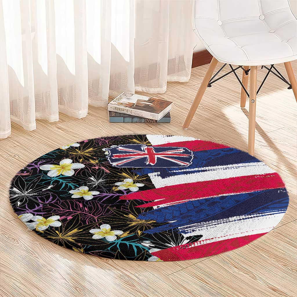 Hawaiian Flag Day Round Carpet Tropical Flowers and Leaves LT03 - Polynesian Pride