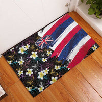 Hawaiian Flag Day Rubber Doormat Tropical Flowers and Leaves LT03 - Polynesian Pride