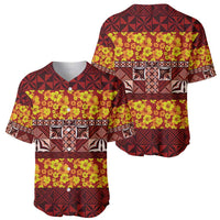Samoa Siapo and Tapa Baseball Jersey Pacific Tribal Pattern with Hibiscus Striped Style LT03 - Polynesian Pride
