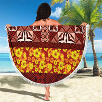 Samoa Siapo and Tapa Beach Blanket Pacific Tribal Pattern with Hibiscus Striped Style LT03 - Polynesian Pride