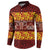 Samoa Siapo and Tapa Button Sweatshirt Pacific Tribal Pattern with Hibiscus Striped Style