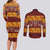 Samoa Siapo and Tapa Couples Matching Long Sleeve Bodycon Dress and Long Sleeve Button Shirt Pacific Tribal Pattern with Hibiscus Striped Style