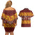 Samoa Siapo and Tapa Couples Matching Off Shoulder Short Dress and Hawaiian Shirt Pacific Tribal Pattern with Hibiscus Striped Style