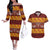 Samoa Siapo and Tapa Couples Matching Off The Shoulder Long Sleeve Dress and Hawaiian Shirt Pacific Tribal Pattern with Hibiscus Striped Style