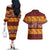 Samoa Siapo and Tapa Couples Matching Off The Shoulder Long Sleeve Dress and Hawaiian Shirt Pacific Tribal Pattern with Hibiscus Striped Style