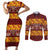 Samoa Siapo and Tapa Couples Matching Short Sleeve Bodycon Dress and Long Sleeve Button Shirt Pacific Tribal Pattern with Hibiscus Striped Style