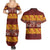 Samoa Siapo and Tapa Couples Matching Summer Maxi Dress and Hawaiian Shirt Pacific Tribal Pattern with Hibiscus Striped Style