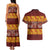 Samoa Siapo and Tapa Couples Matching Tank Maxi Dress and Hawaiian Shirt Pacific Tribal Pattern with Hibiscus Striped Style