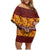 Samoa Siapo and Tapa Family Matching Off Shoulder Short Dress and Hawaiian Shirt Pacific Tribal Pattern with Hibiscus Striped Style