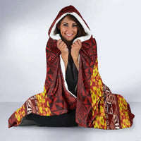 Samoa Siapo and Tapa Hooded Blanket Pacific Tribal Pattern with Hibiscus Striped Style LT03 - Polynesian Pride