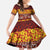 Samoa Siapo and Tapa Kid Short Sleeve Dress Pacific Tribal Pattern with Hibiscus Striped Style