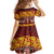 Samoa Siapo and Tapa Kid Short Sleeve Dress Pacific Tribal Pattern with Hibiscus Striped Style