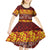 Samoa Siapo and Tapa Kid Short Sleeve Dress Pacific Tribal Pattern with Hibiscus Striped Style