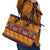 Samoa Siapo and Tapa Leather Tote Bag Pacific Tribal Pattern with Hibiscus Striped Style