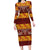 Samoa Siapo and Tapa Long Sleeve Bodycon Dress Pacific Tribal Pattern with Hibiscus Striped Style